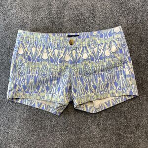 American Eagle Midi Chino Shorts Size 8 Blue Green Casual Summer Stretch
